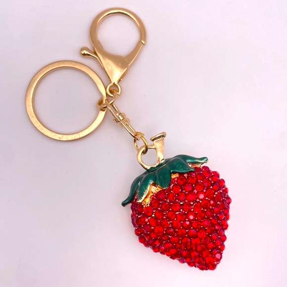 Strawberry Sparkle  Rhinestone Bag Charm  Keychain Brand New